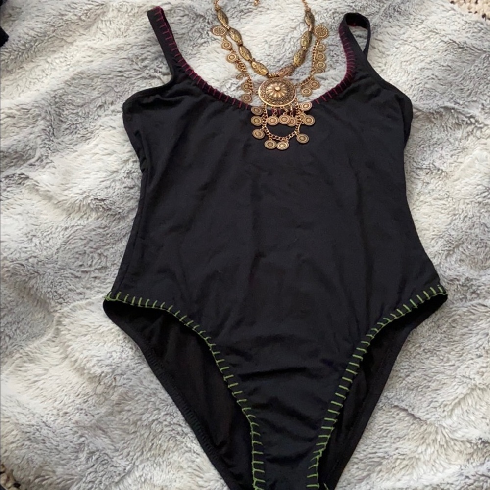 One piece bathing suit.